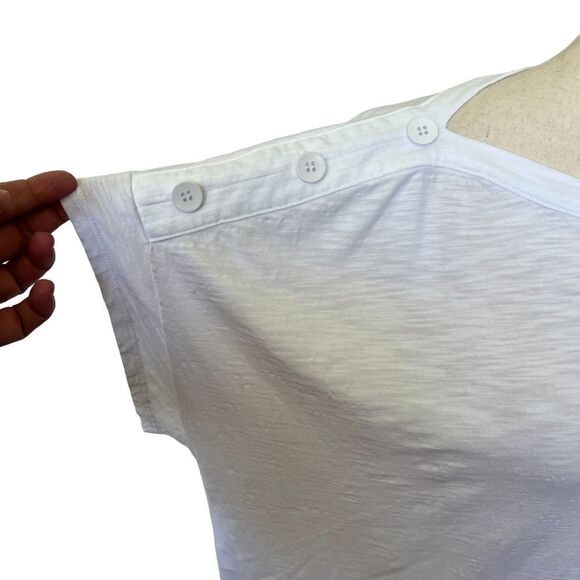 Talbots 3X Stretchy Cotton Modal Short Sleeve Knit Top Buttons on Shoulders - Picture 2 of 6